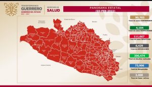 mapa epidemiologico sobre el comportamiento del covid-19 en el estado de Guerrero